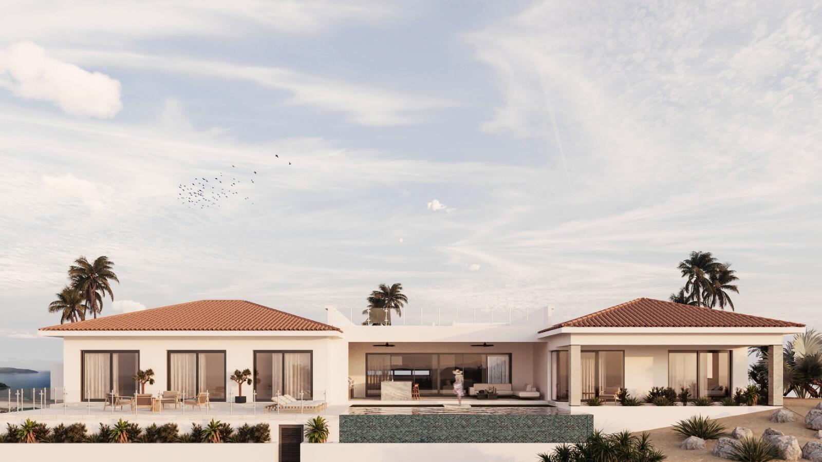 Puerto Los Cabos El Altillo Casa Nirvana - Pre-Construction in Puerto Los Cabos Golf Club - Estimated Completion November 2026This single-level contemporary residence offers 5 bedrooms, 5.5 baths, TV room, 2-car garage, and covered terrace with BBQ. Designed with Wolf/Sub-Zero appliances, pool, spa, and roof deck with fire pit, Casa Nirvana blends modern comfort with resort-style living. Enjoy 4,413 sq ft of air-conditioned interiors and 9,083 sq ft total construction. Panoramic mountain and golf for sale